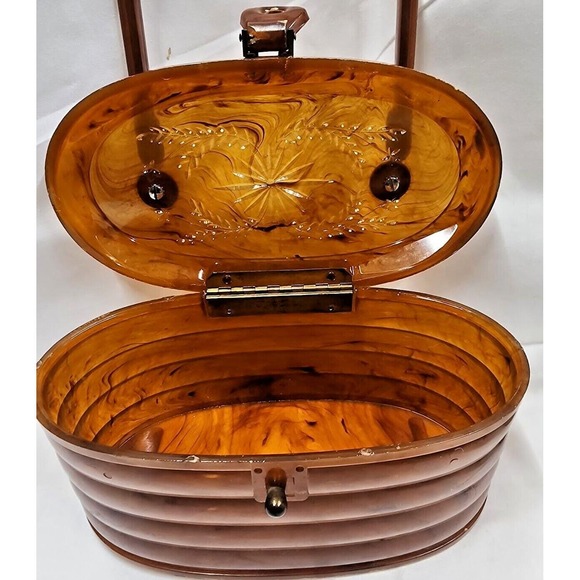 VTG Amber Lucite Purse Mid Century Pocketbook Vintage 1950s Rhinestones - Picture 8 of 16